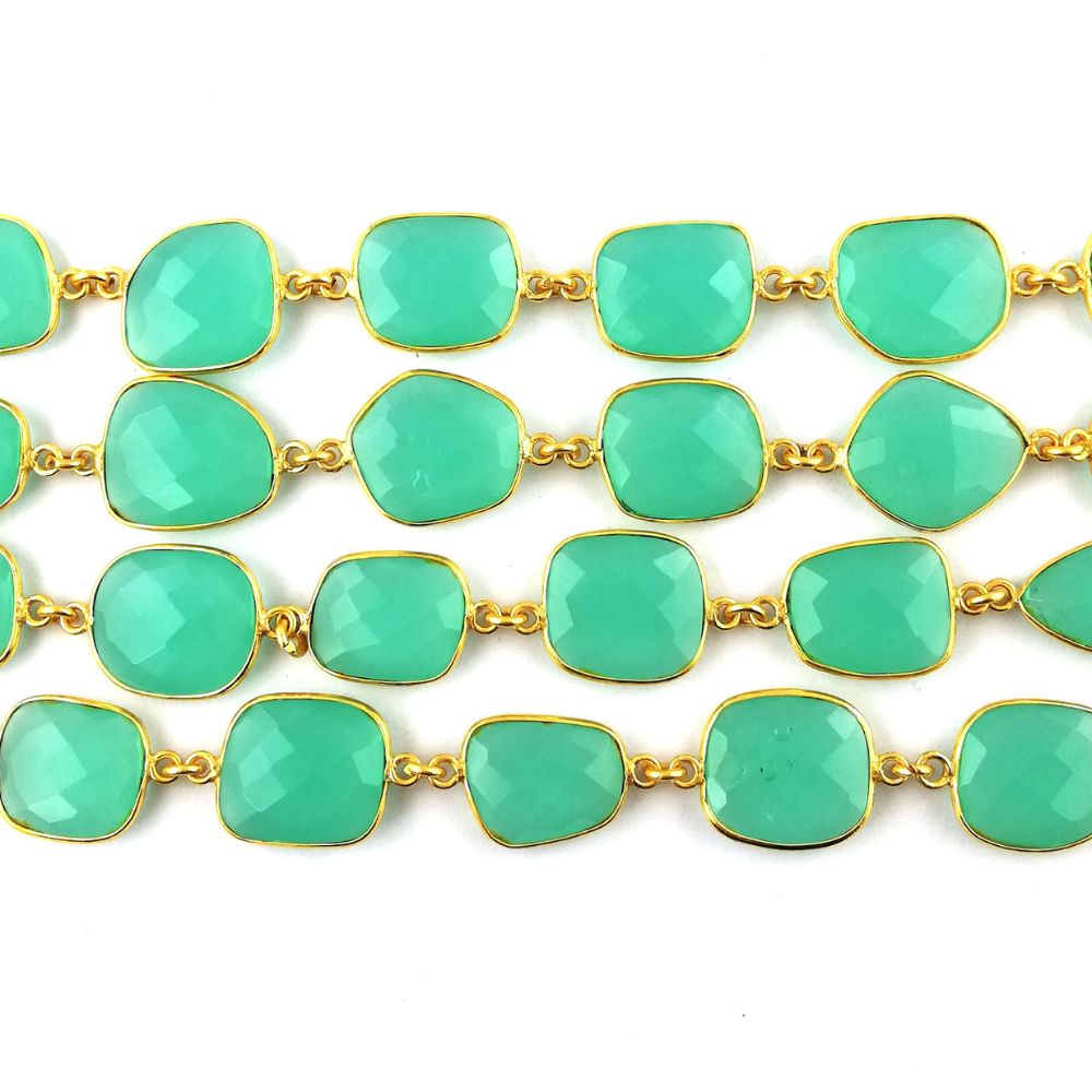 Freeform Aqua Chalcedony Bezel Link Chain Gold Plated – DIY Jewelry Supply Sold per Foot