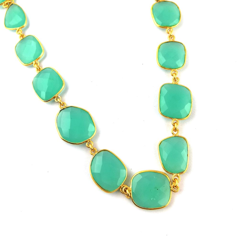 DIY Jewelry Chain Aqua Chalcedony Bezel Gold Plated Connectors – Sold Per Foot