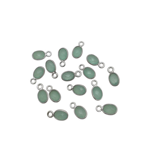 Elegant Aqua Chalcedony Pendant – 4x6mm Oval Gemstone in Sterling Silver