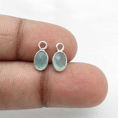 Natural Aqua Chalcedony Pendant – 4x6mm Oval Gemstone in Sterling Silver