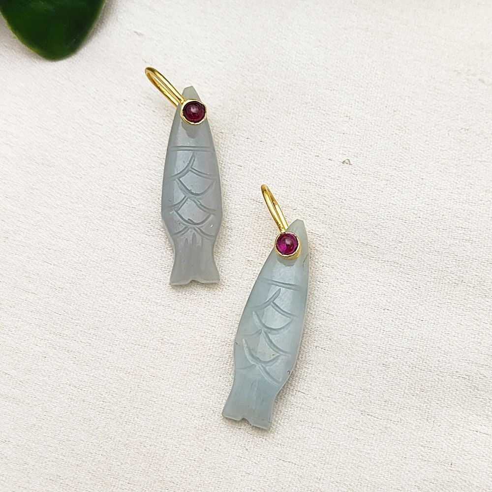 Aquamarine Fish Charm Pendant Hand Carved Lucky Charms for Jewelry and Accessories – Selling Per Piece