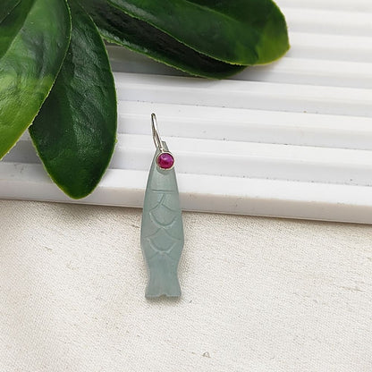 Aquamarine Fish Charm Pendant Hand Carved Lucky Charms for Jewelry and Accessories – Selling Per Piece