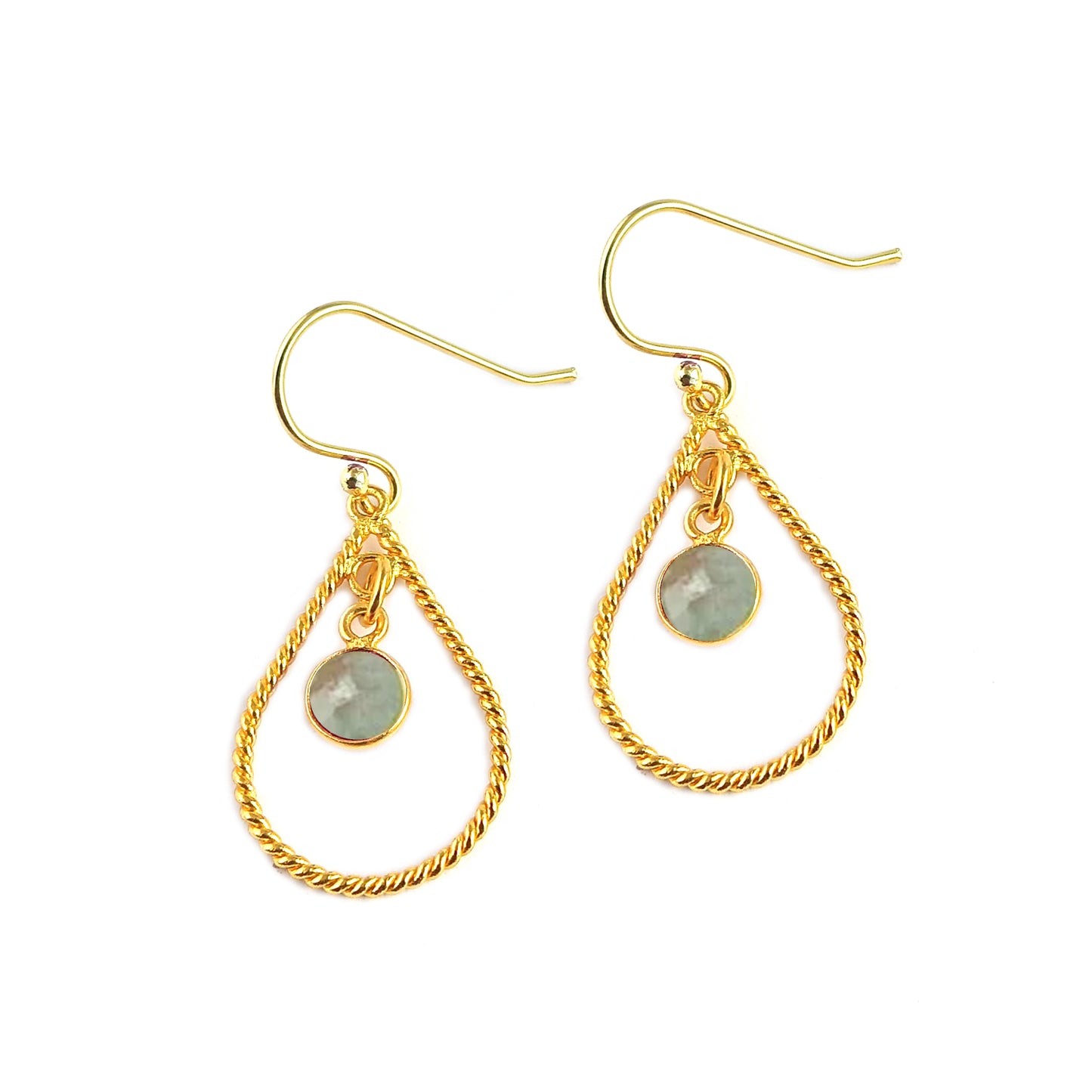 Gold Plated Aquamarine Dangle Earrings March Birthstone Drop Earrings for Women- Selling by Pair