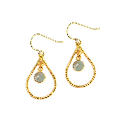 Gold Plated Aquamarine Dangle Earrings March Birthstone Drop Earrings for Women- Selling by Pair