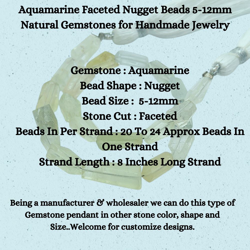 Aquamarine Faceted Nugget Beads 5-12mm Natural Gemstones for Handmade Jewelry