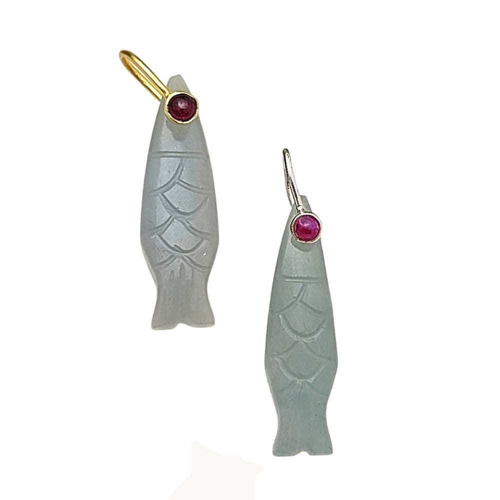 Hand Carved Gemstone Fish Pendant Lucky Eye Fish Amulet Charm for Jewelry – Selling Per Piece