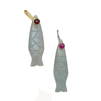 Hand Carved Gemstone Fish Pendant Lucky Eye Fish Amulet Charm for Jewelry – Selling Per Piece