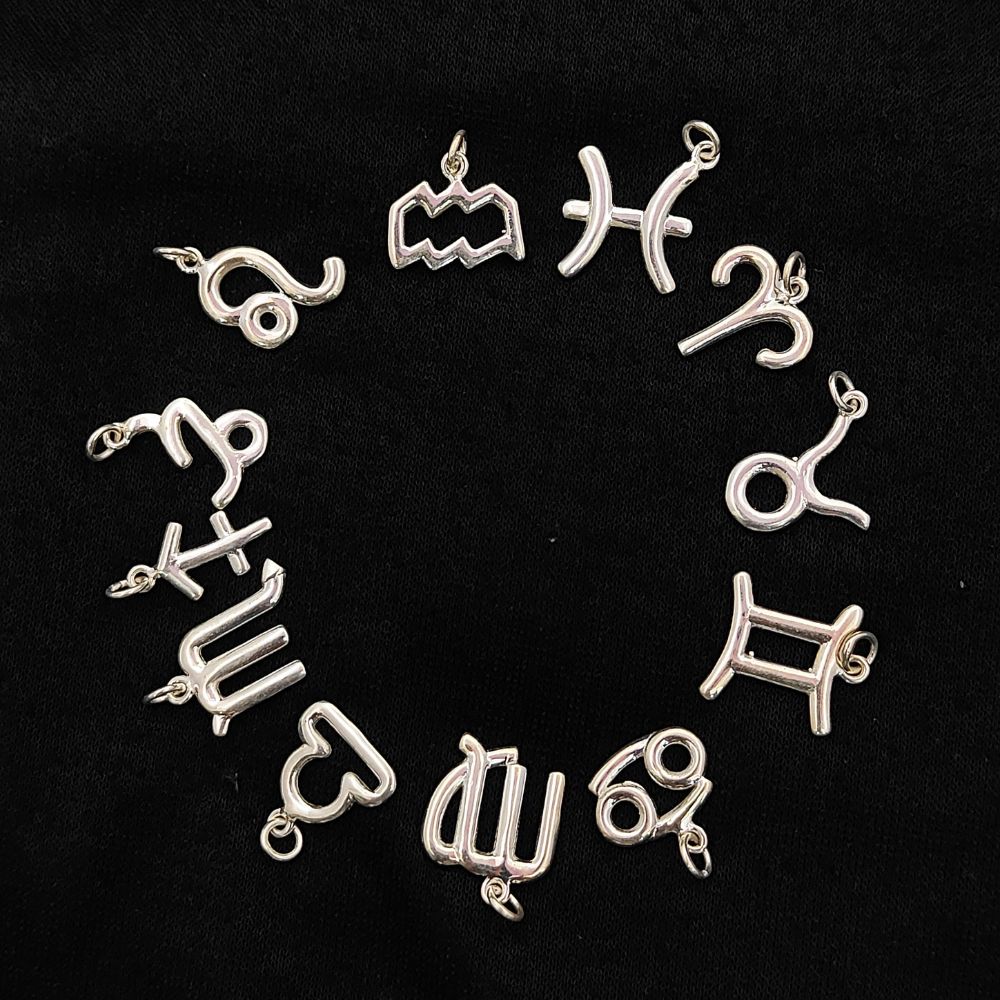 Aquarius Zodiac Charm Pendant in 925 Sterling Silver Astrology Horoscope Symbol Jewelry, Celestial Gift for Her – Selling Per Piece