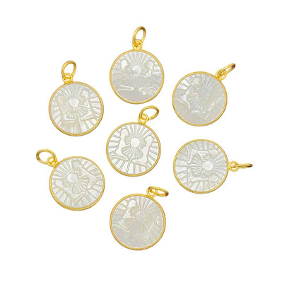 Gold Vermeil Zodiac Sign Charms with White Pearl Pendant