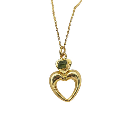 August Birthstone Raw Peridot Necklace with Heart-Shaped Pendant 14K Gold Electroplated Handmade Boho Jewelry