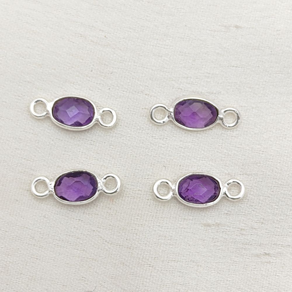Amethyst gemstone link charm – DIY jewelry supply
