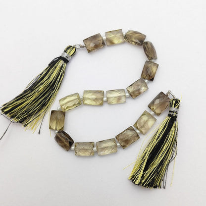 Bio Lemon Quartz Gemstone Craft Beads Rectangles Loose Stone for Custom Jewelry Making