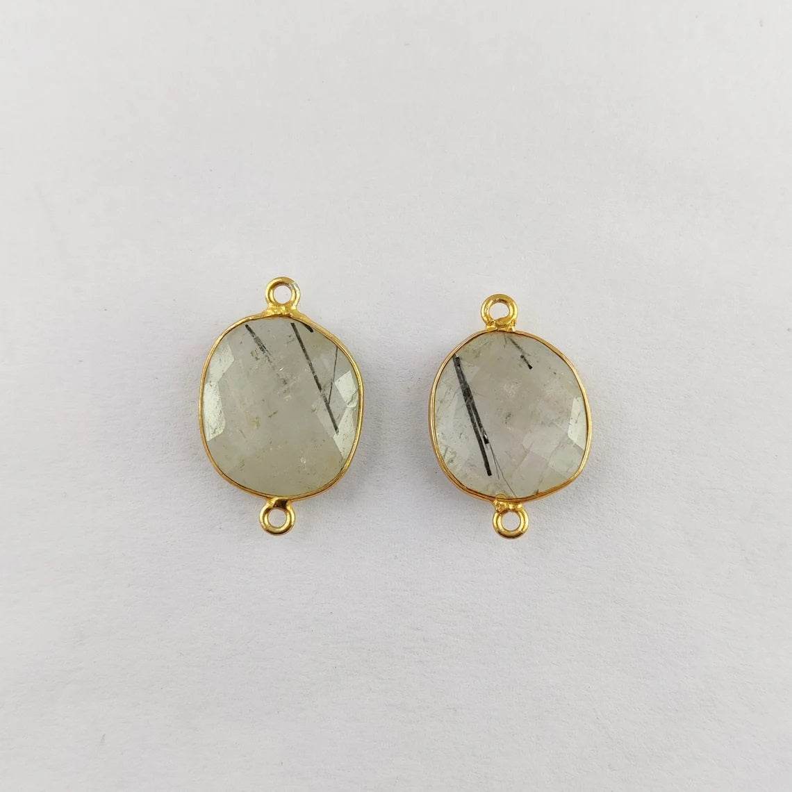 Gold Plated 12–15mm Black Rutile Free Form Connector Unique Natural Stone Links for DIY Bracelets, Necklaces & Earrings- Selling Per Piece