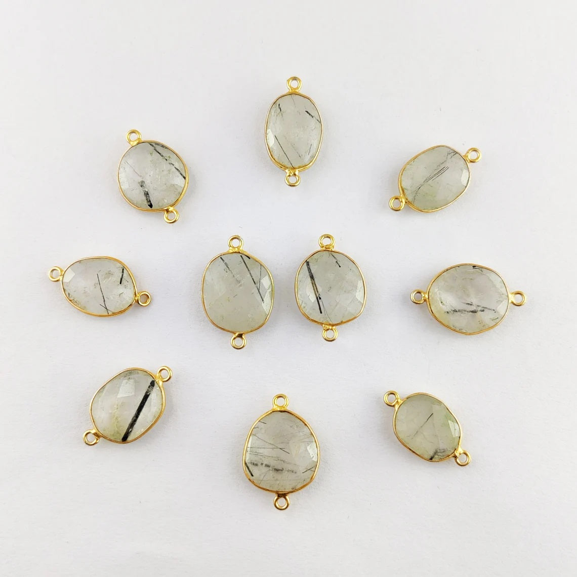 Gold Plated 12–15mm Black Rutile Free Form Connector Unique Natural Stone Links for DIY Bracelets, Necklaces & Earrings- Selling Per Piece