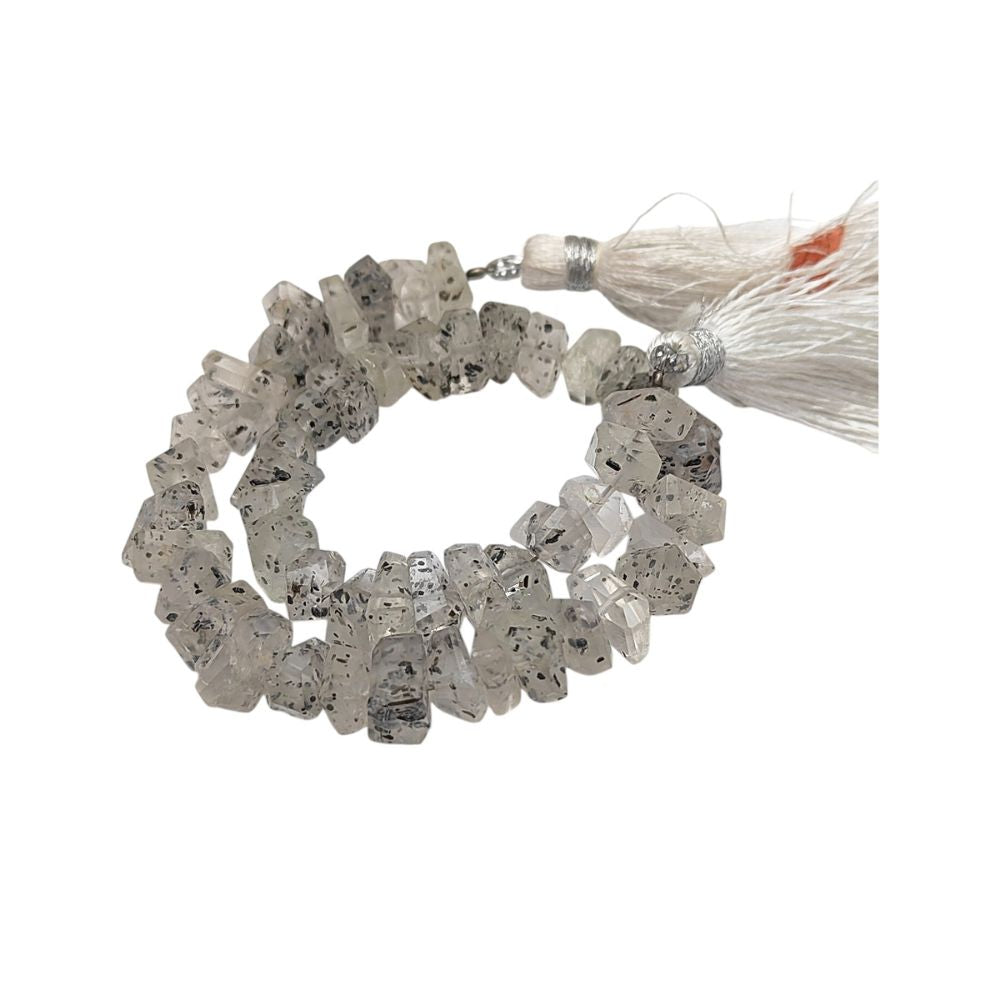 Black Dot Chip Beads Strand