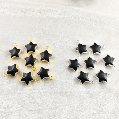 July Birthstone Black Onyx Star Shape Pendant - Gold Electroplated Jewelry