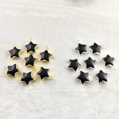 July Birthstone Black Onyx Gemstone Jewelry Gold/Silver Electroplated Star Shape Pendant For Women- Selling Per Piece