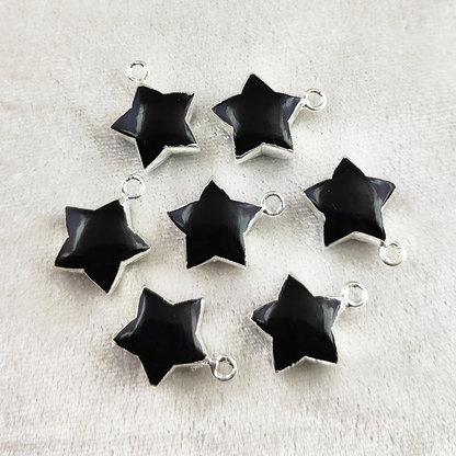 Elegant Black Onyx Gemstone Pendant for Women - Gold Electroplated Star Design