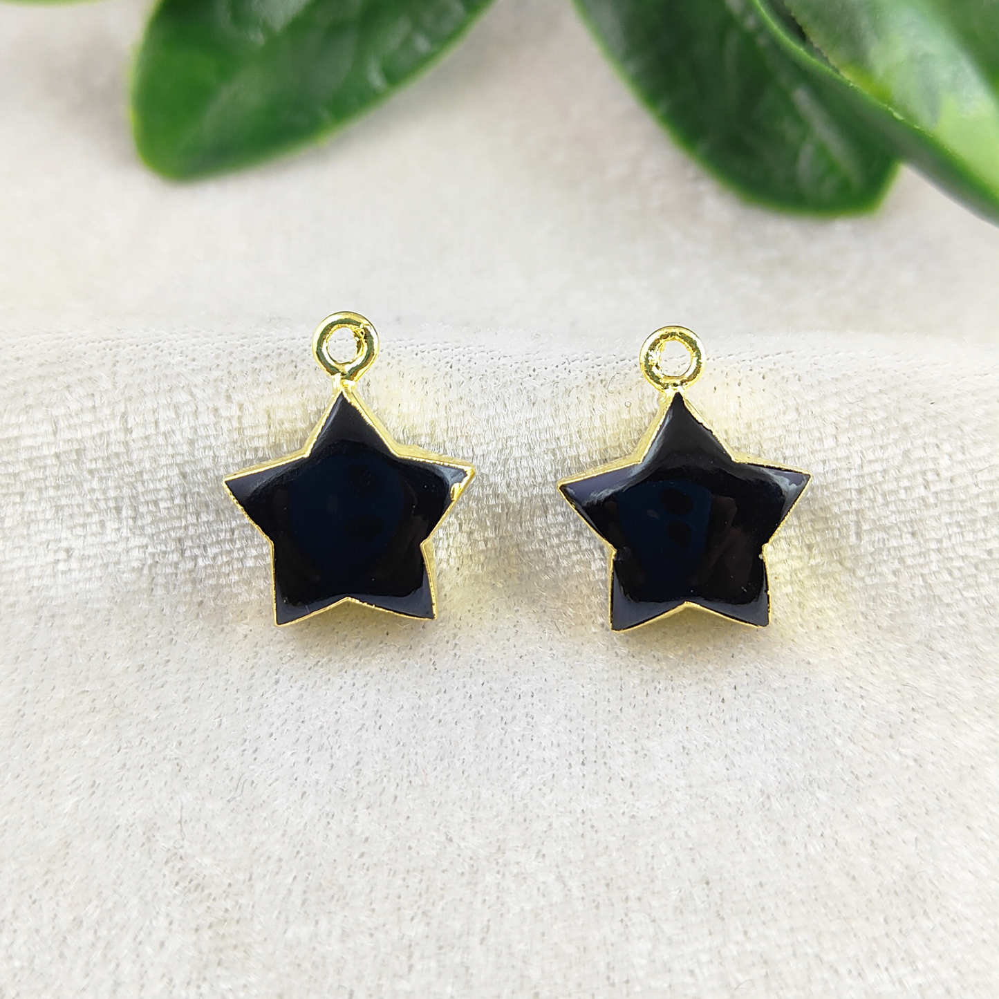 July Birthstone Black Onyx Gemstone Jewelry Gold/Silver Electroplated Star Shape Pendant For Women- Selling Per Piece