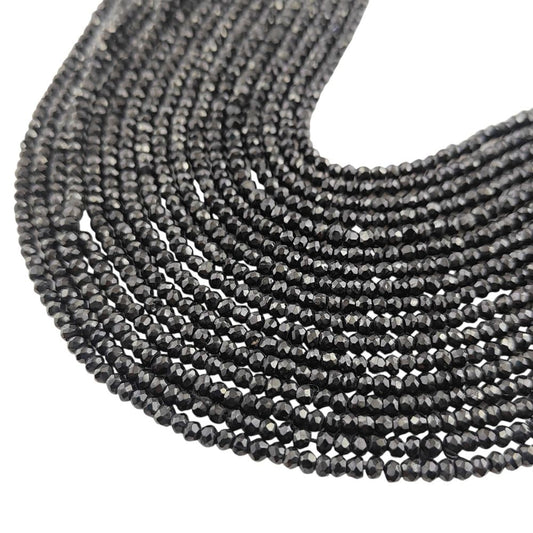 Black Spinel 3mm Faceted Rondelle Beads – High-Quality Gemstones for Jewelry