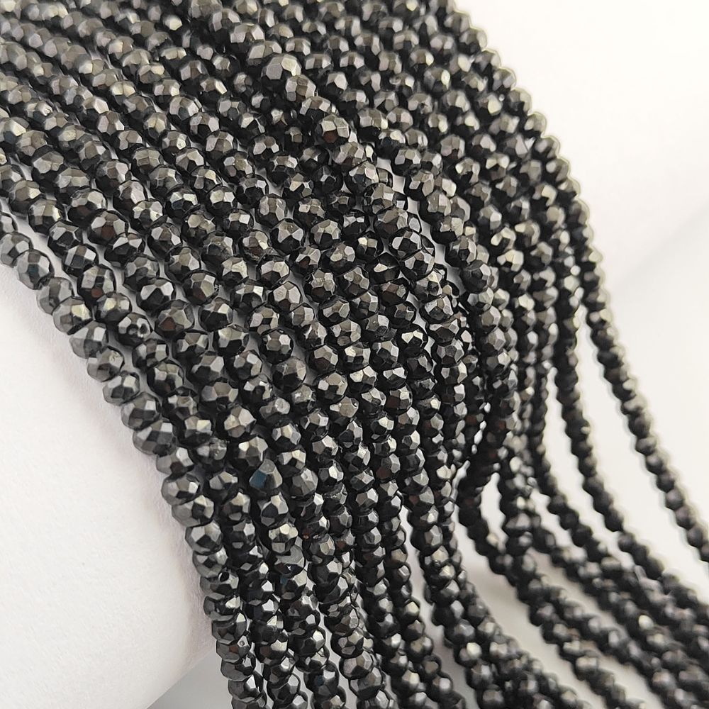 Sparkling Black Spinel Faceted Rondelle Beads – 3mm Size for Dainty Creations