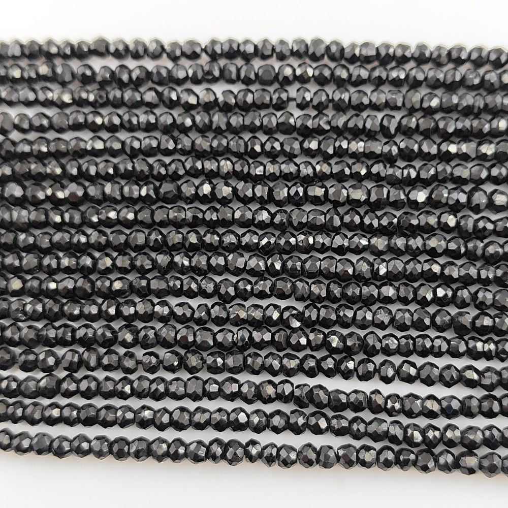 Natural Black Spinel 3mm Faceted Gemstone Beads – Perfect for Handmade Jewelry