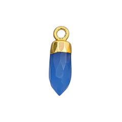 Blue Chalcedony Spike Crystal Pendant with Electroplated Gold or Silver Cap Natural Gemstone Charm for DIY Necklace Jewelry Supply