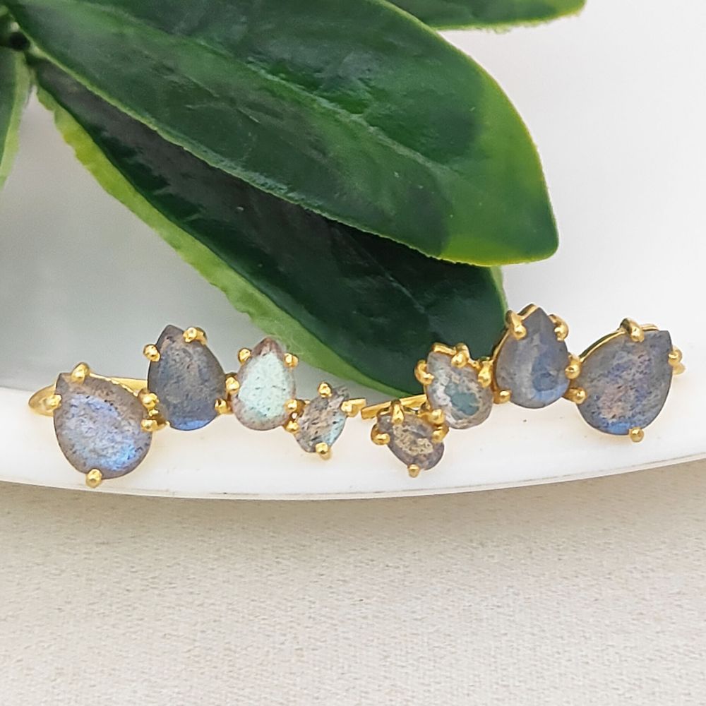 Blue Flash Labradorite Gold Plated 925 Sterling Silver Ear Climbers Statement Jewelry for Women
