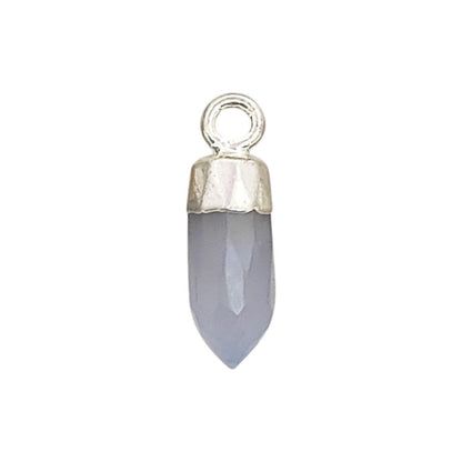 Blue Lace Agate Crystal Spike Pendant with Gold/Silver Electroplated Cap Boho Gemstone Charm for Necklace Making