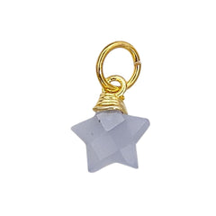 Blue Opal Star Charm Pendant Gold Wrapped Faceted Crystal for Jewelry Making & Handmade Designs