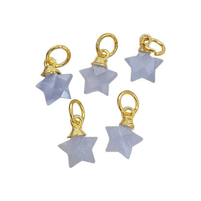 Blue Opal Star Charm Pendant Gold Wrapped Faceted Crystal for Jewelry Making & Handmade Designs