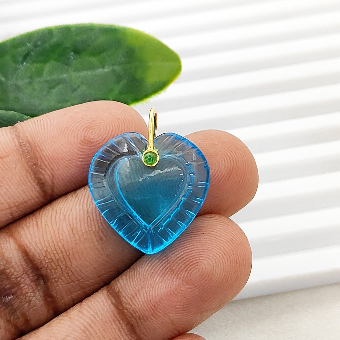 Blue Topaz Heart Pendant in 925 Sterling Silver with Fancy Bail Love & Jewelry Making Charm- Selling Per Piece