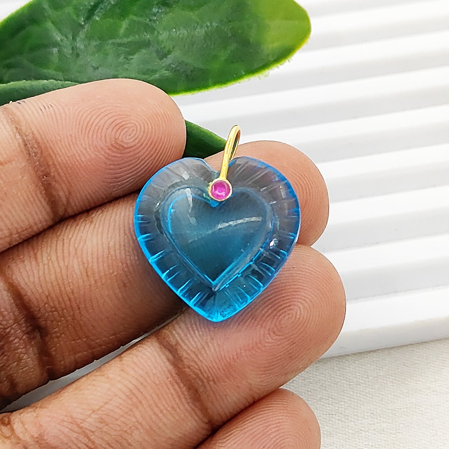 Blue Topaz Heart Pendant in 925 Sterling Silver with Fancy Bail Love & Jewelry Making Charm- Selling Per Piece
