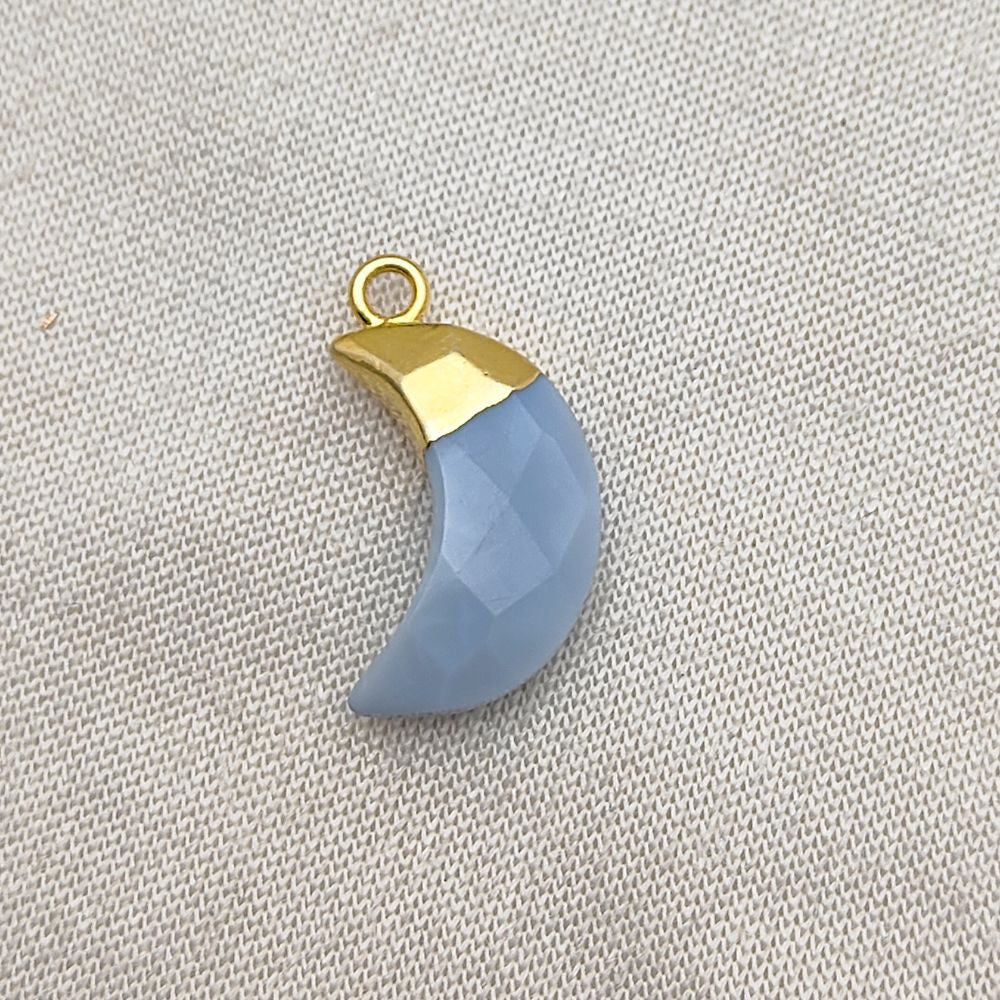 Gold Plated Crescent Moon Pendant with Blue Opal - DIY Earrings & Bracelets Jewelry Supplies