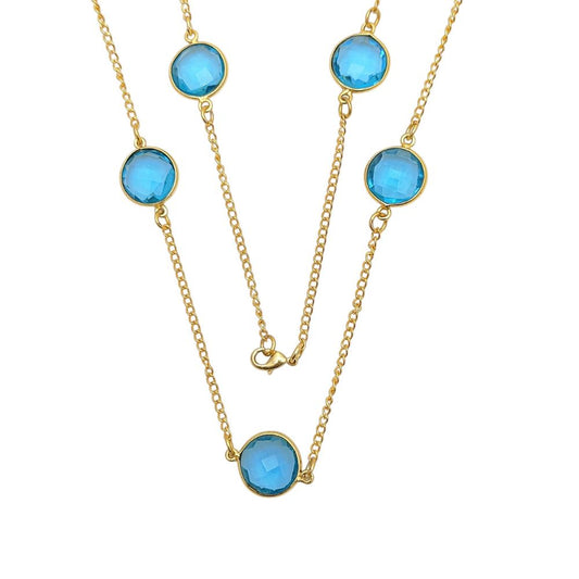 Handmade Necklace with Natural Blue Topaz Gemstone