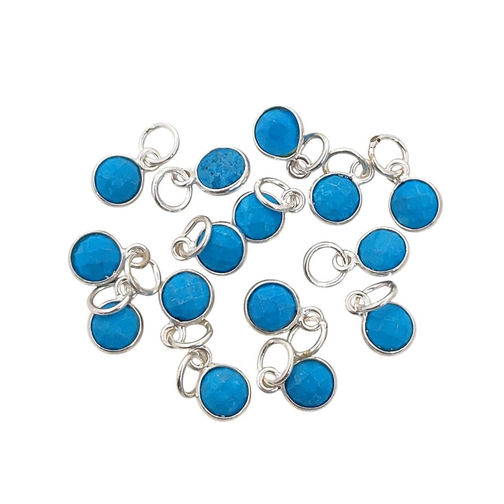 Handmade Round Multi-Gemstone Pendant in Gold Plated Sterling Silver 6mm Faceted Birthstone Charm Necklace- Selling Per Piece