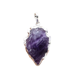 Bohemian Amethyst Arrowhead Pendant, Gold/Silver Plated Tribal Gemstone Charm for Handmade Jewelry – Selling Per Piece