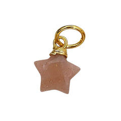 Bohemian Peach Moonstone Crystal Star Pendant Gold Wrapped Faceted Gemstone Charm for Handmade Jewelry Supply