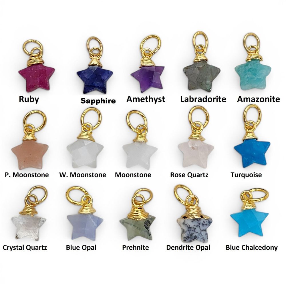 Bohemian Peach Moonstone Crystal Star Pendant Gold Wrapped Faceted Gemstone Charm for Handmade Jewelry Supply