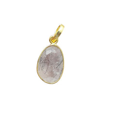 Boho Black Rutile Quartz Pendant Organic Uneven Shape Gemstone Handmade Gold/Silver Plated Jewelry