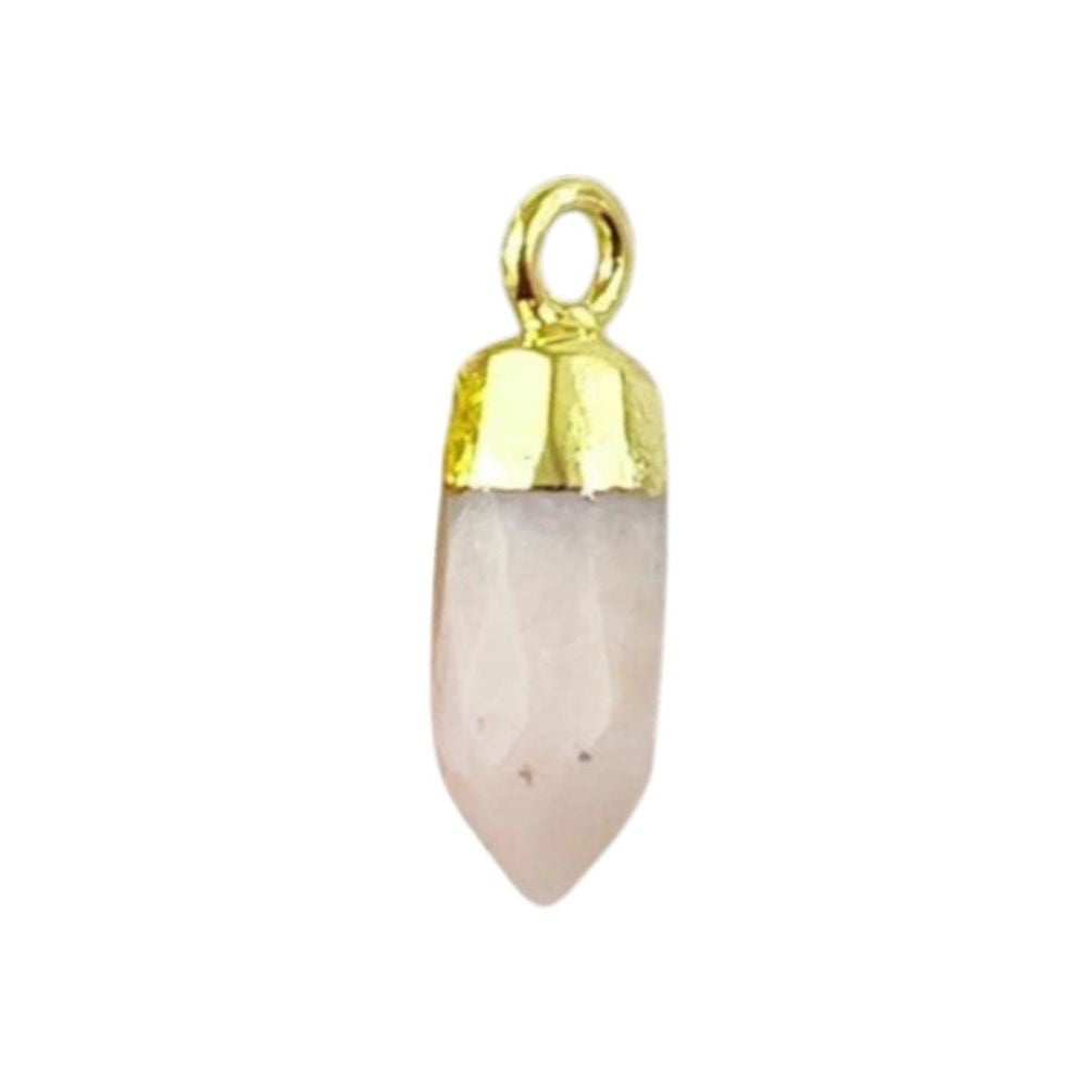 Boho Pink Opal Gemstone Spike Pendant Natural Crystal Point Charm for Jewellery Making Supplies