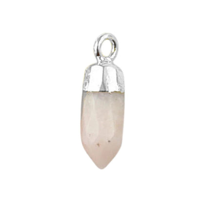 Boho Pink Opal Gemstone Spike Pendant Natural Crystal Point Charm for Jewellery Making Supplies