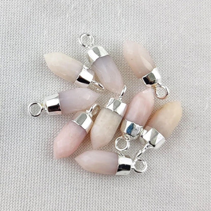 Boho Pink Opal Gemstone Spike Pendant Natural Crystal Point Charm for Jewellery Making Supplies