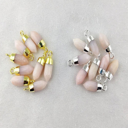 Boho Pink Opal Gemstone Spike Pendant Natural Crystal Point Charm for Jewellery Making Supplies