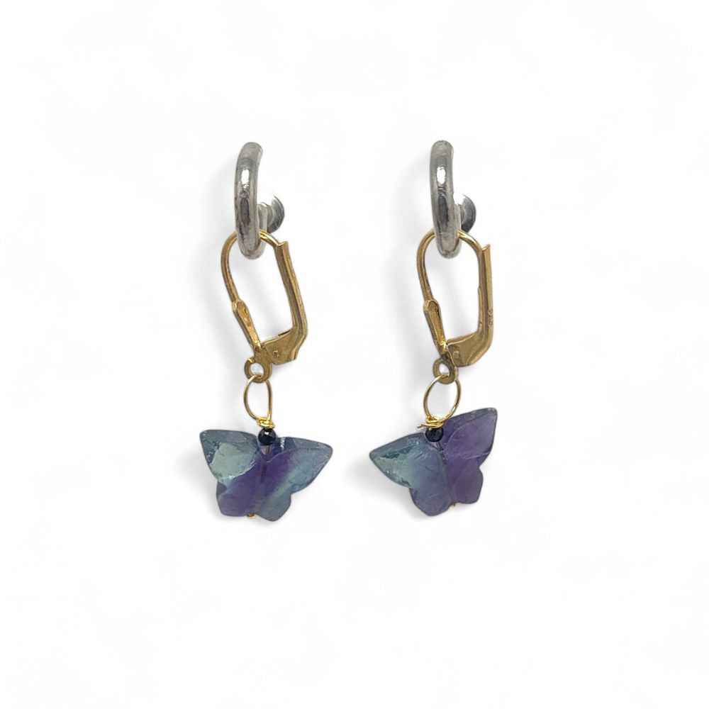 Natural Fluorite Butterfly Earrings