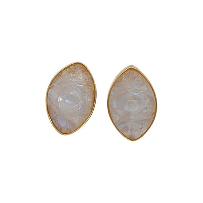 Handmade Evil Eye Marquise Stud Earrings Multi-Color Gemstone Gold Vermeil Healing Jewelry for Women- Selling Per Pair