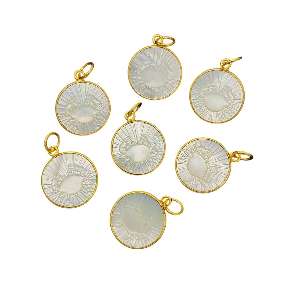 Gold Vermeil Zodiac Sign Charms with White Pearl Pendant