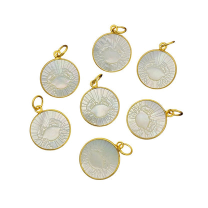 Gold Vermeil Zodiac Sign Charms with White Pearl Pendant