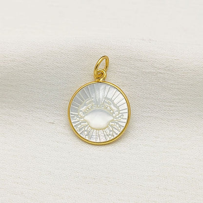 Handcrafted Cancer Pendant – Astrology Necklace with Pearl