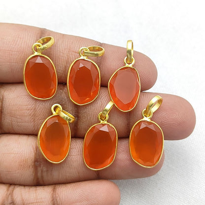 Carnelian Crystal Pendant 10-15mm Uneven Shape Handmade Gold or Silver Plated Jewelry
